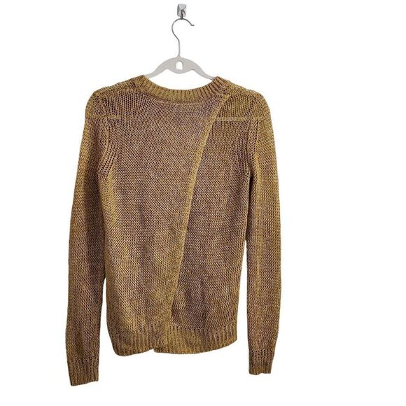 Theory Sweater Womens Small Yellow Linen Adoncia Astra Knit Mesh Open Back - Picture 7 of 9